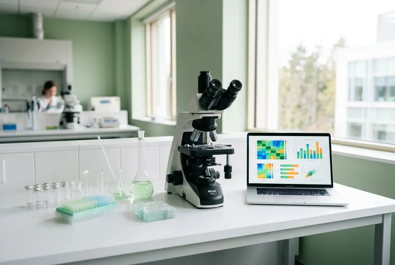 Scientist analysing samples in a modern laboratory
